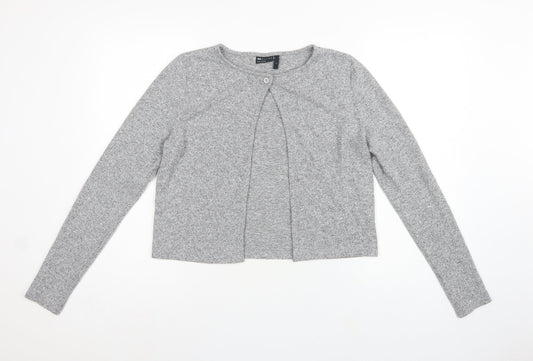ASOS Design Women Grey UK 10 Basic Knit Button-Up Cardigan