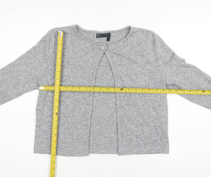 ASOS Design Women Grey UK 10 Basic Knit Button-Up Cardigan