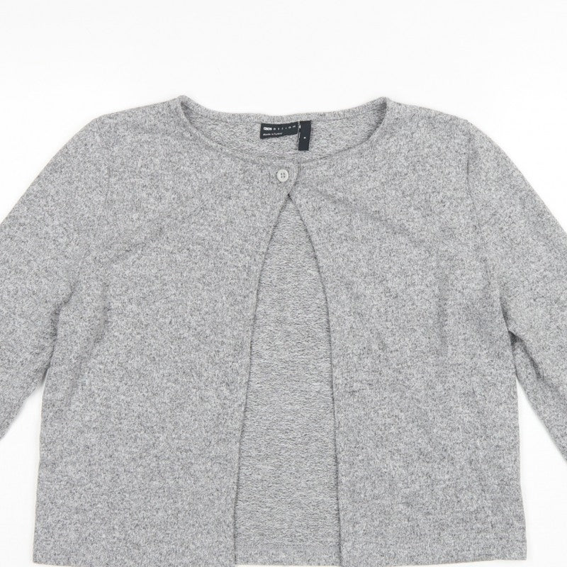 ASOS Design Women Grey UK 10 Basic Knit Button-Up Cardigan