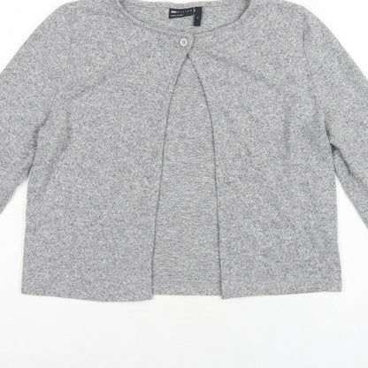 ASOS Design Women Grey UK 10 Basic Knit Button-Up Cardigan