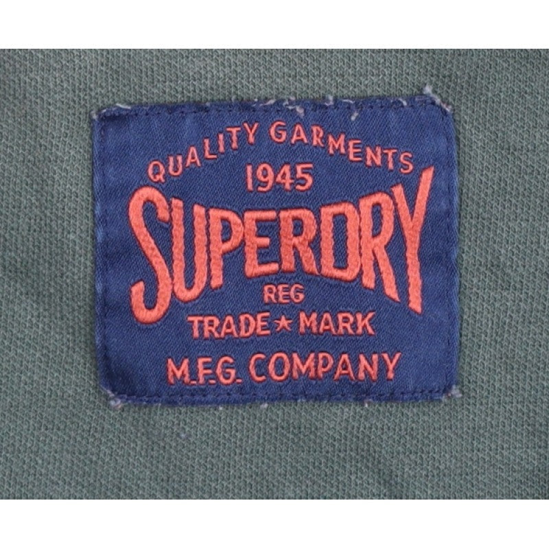 Superdry Men's Green XL Long Sleeve Waffle Henley T-Shirt Button Logo