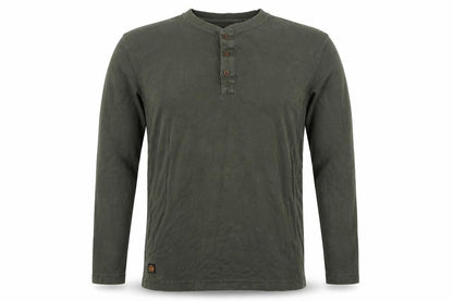 Superdry Men's Green XL Long Sleeve Waffle Henley T-Shirt Button Logo