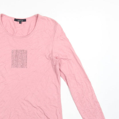 Bianca Women Pink UK 8 Basic Scoop Neck Stretch Jersey Long Sleeve Top