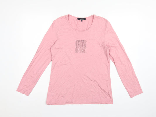 Bianca Women Pink UK 8 Basic Scoop Neck Stretch Jersey Long Sleeve Top