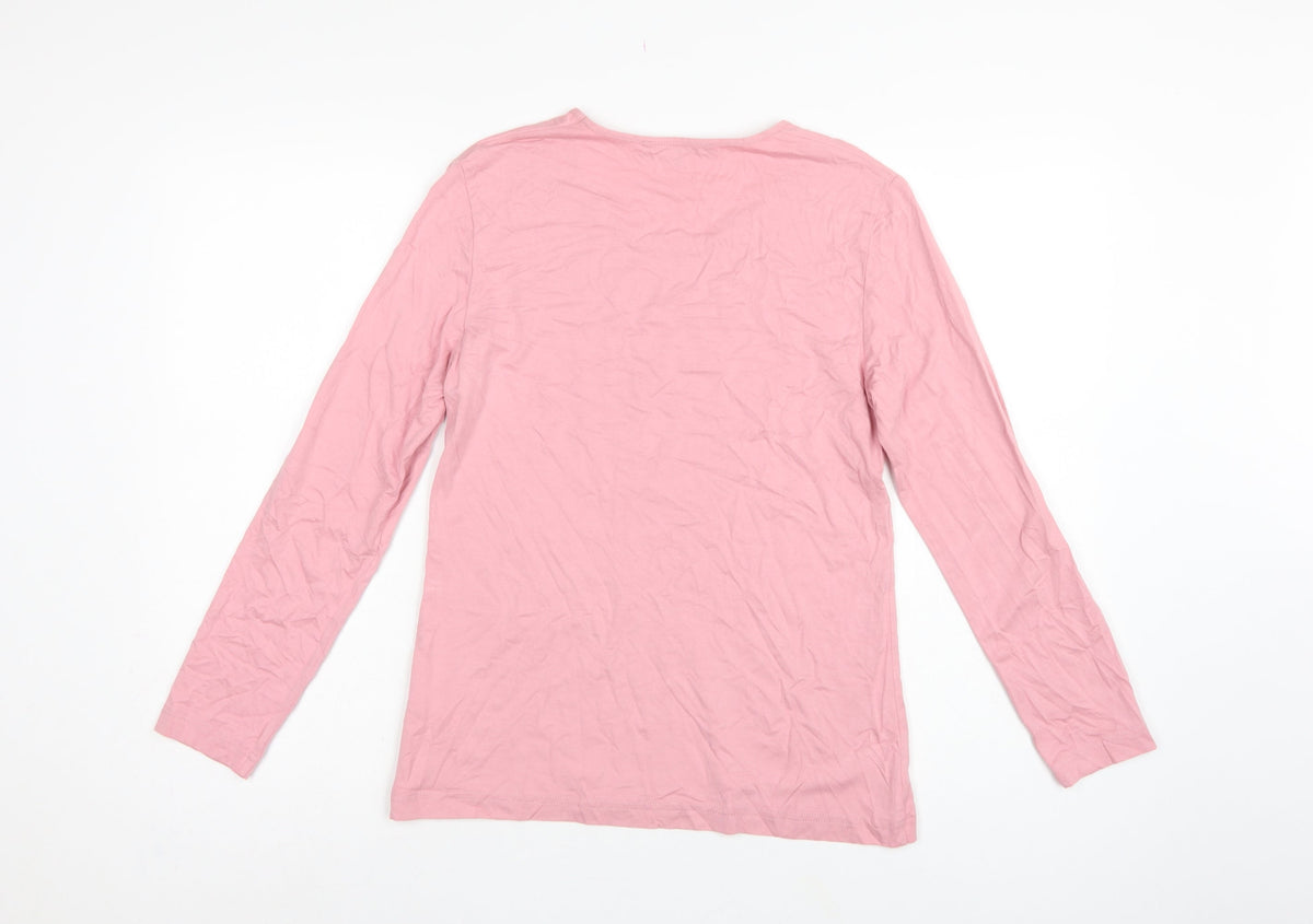 Bianca Women Pink UK 8 Basic Scoop Neck Stretch Jersey Long Sleeve Top