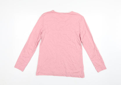 Bianca Women Pink UK 8 Basic Scoop Neck Stretch Jersey Long Sleeve Top