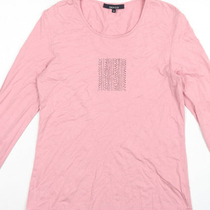 Bianca Women Pink UK 8 Basic Scoop Neck Stretch Jersey Long Sleeve Top