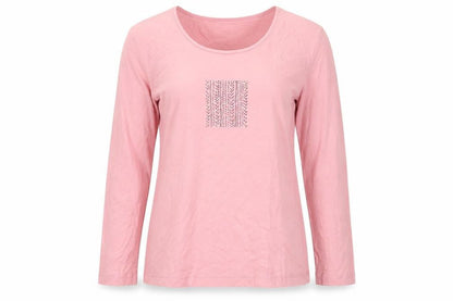 Bianca Women Pink UK 8 Basic Scoop Neck Stretch Jersey Long Sleeve Top