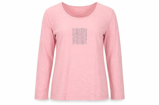 Bianca Women Pink UK 8 Basic Scoop Neck Stretch Jersey Long Sleeve Top