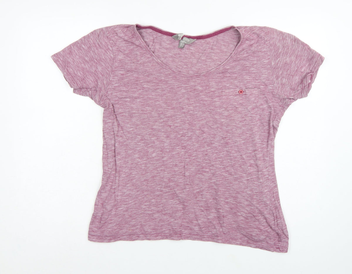 Mountain Warehouse Women Pink UK 14 V-Neck Raglan Pocket T-Shirt