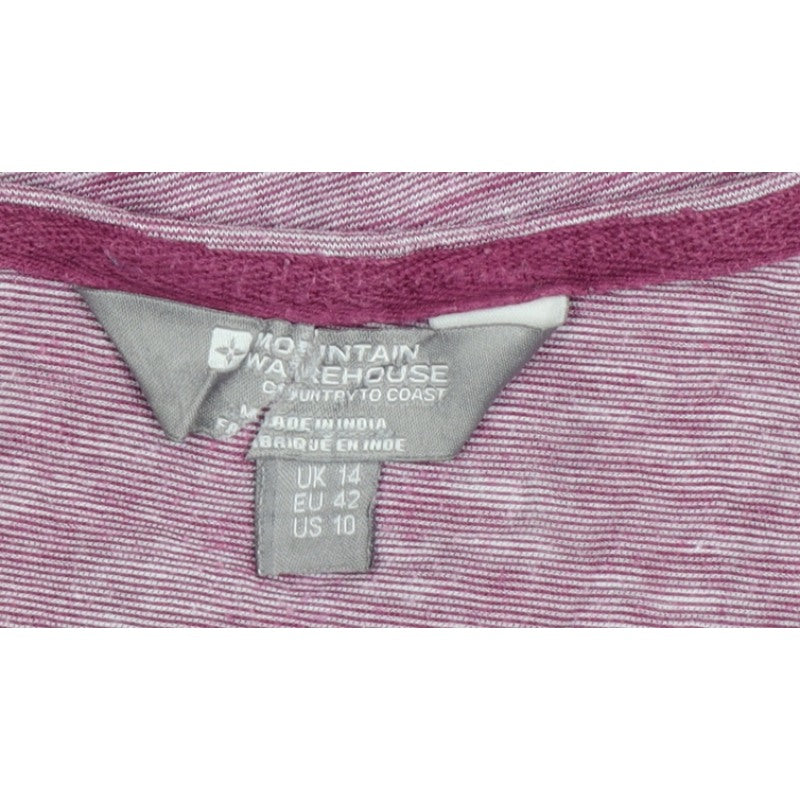 Mountain Warehouse Women Pink UK 14 V-Neck Raglan Pocket T-Shirt