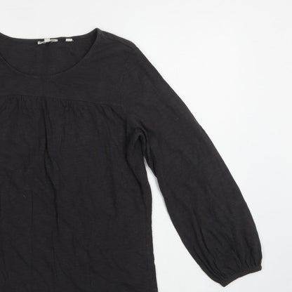 Fat Face Women Black UK 8 Tunic Blouse Round Neck Balloon Sleeve
