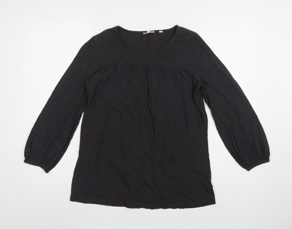 Fat Face Women Black UK 8 Tunic Blouse Round Neck Balloon Sleeve