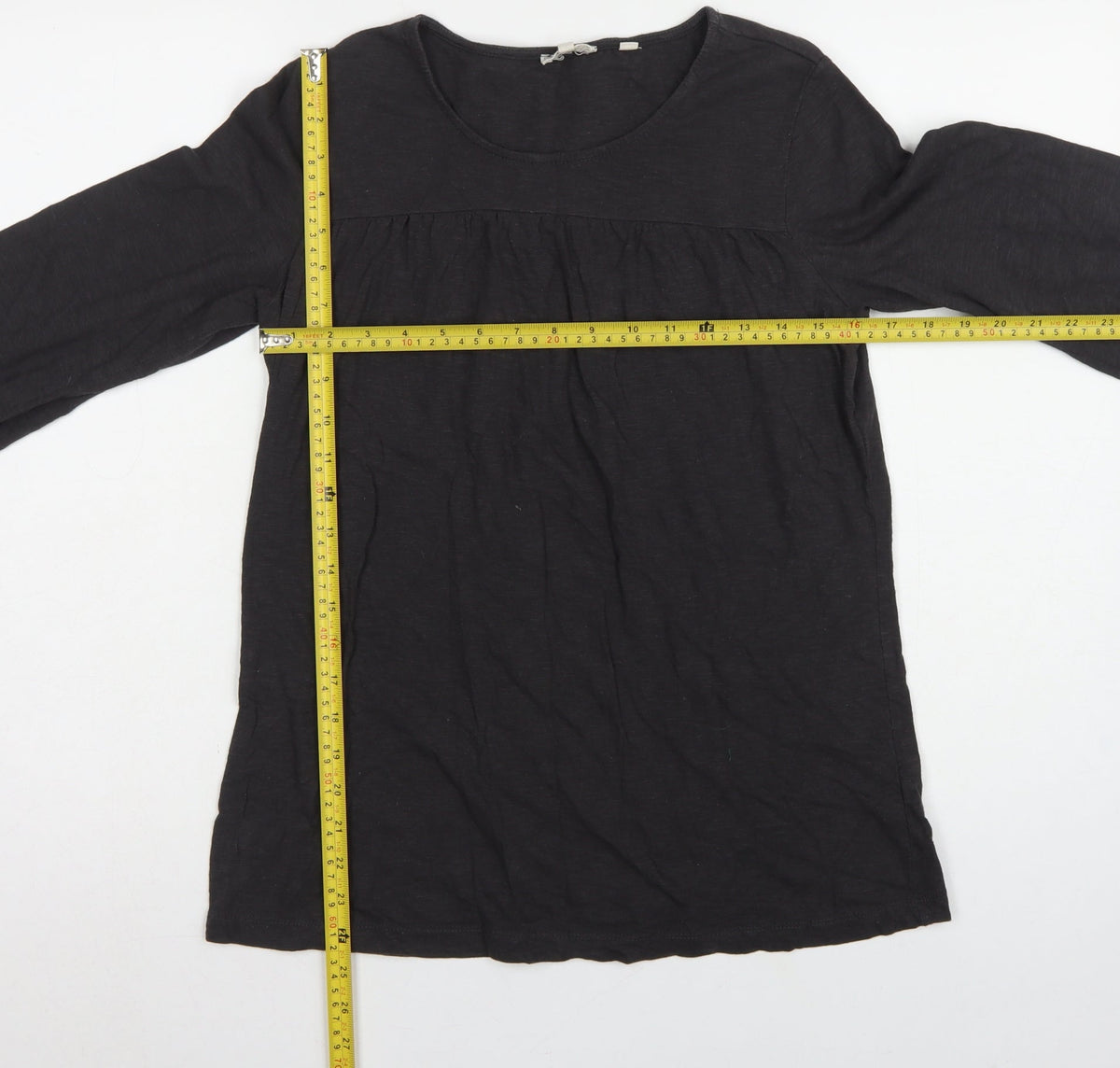 Fat Face Women Black UK 8 Tunic Blouse Round Neck Balloon Sleeve