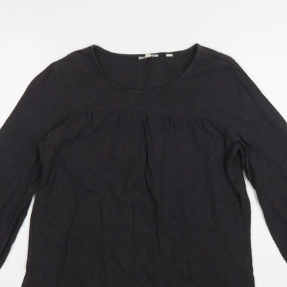 Fat Face Women Black UK 8 Tunic Blouse Round Neck Balloon Sleeve