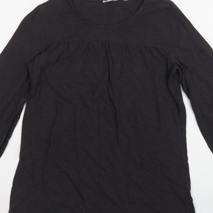 Fat Face Women Black UK 8 Tunic Blouse Round Neck Balloon Sleeve