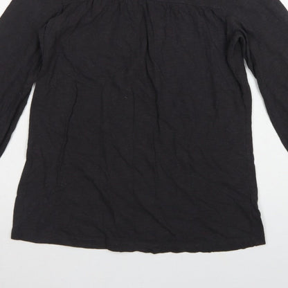Fat Face Women Black UK 8 Tunic Blouse Round Neck Balloon Sleeve