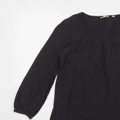 Fat Face Women Black UK 8 Tunic Blouse Round Neck Balloon Sleeve