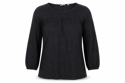 Fat Face Women Black UK 8 Tunic Blouse Round Neck Balloon Sleeve