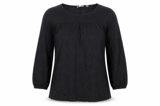 Fat Face Women Black UK 8 Tunic Blouse Round Neck Balloon Sleeve