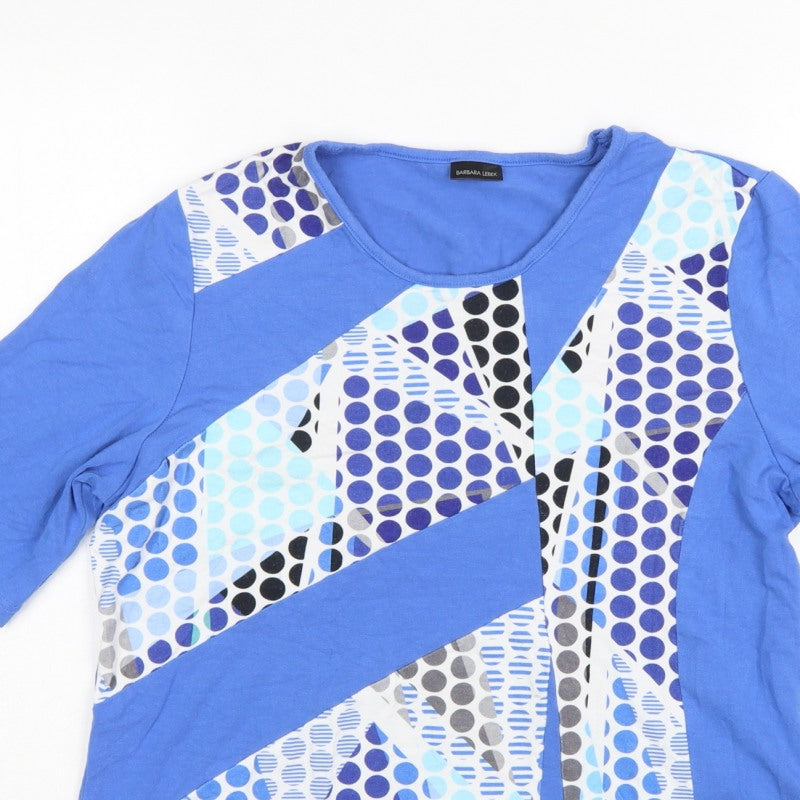 Barbara Lebek Women’s Blue UK 16 Polka Dot 3/4 Sleeve Stretch T-Shirt