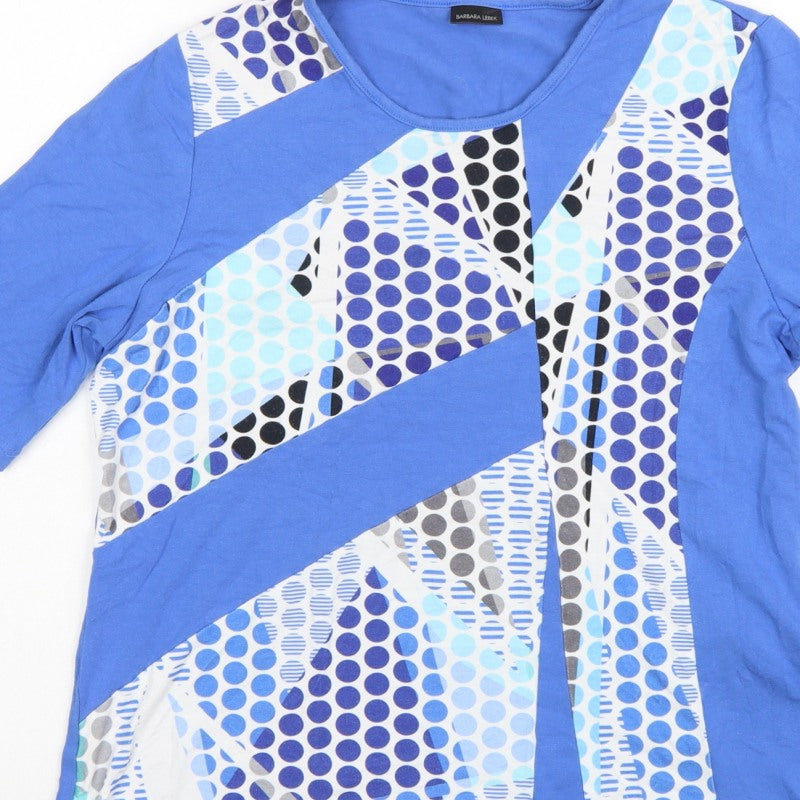 Barbara Lebek Women’s Blue UK 16 Polka Dot 3/4 Sleeve Stretch T-Shirt