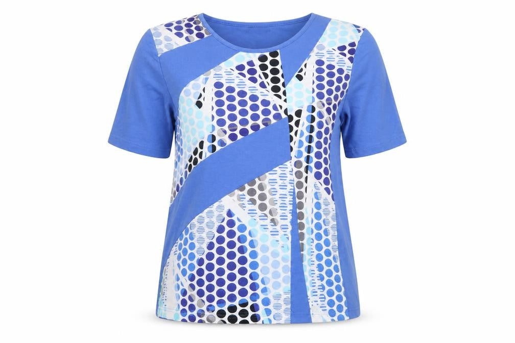 Barbara Lebek Women’s Blue UK 16 Polka Dot 3/4 Sleeve Stretch T-Shirt
