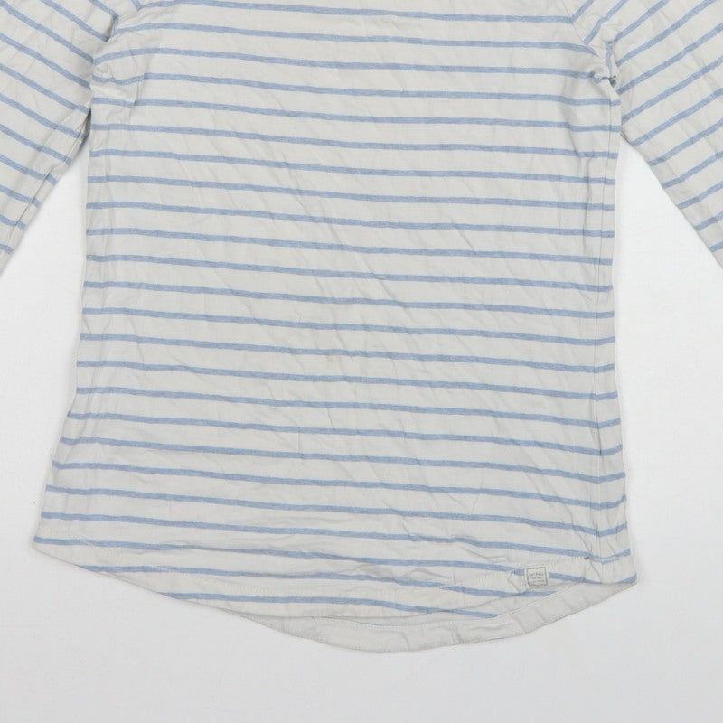 Fat Face Women White Blue UK 6 Classic Breton Stripe Long Sleeve T-Shirt