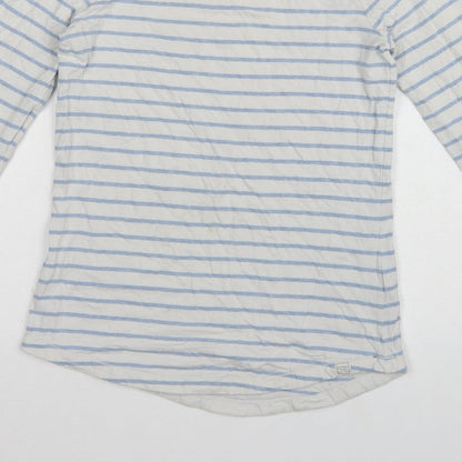 Fat Face Women White Blue UK 6 Classic Breton Stripe Long Sleeve T-Shirt