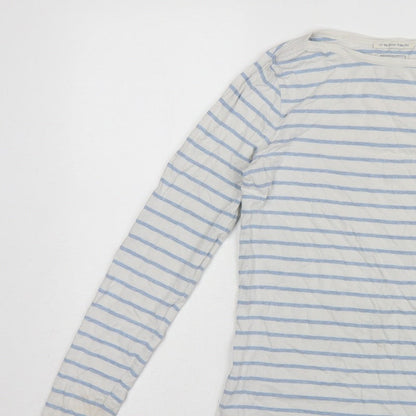 Fat Face Women White Blue UK 6 Classic Breton Stripe Long Sleeve T-Shirt