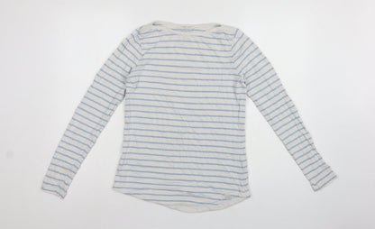 Fat Face Women White Blue UK 6 Classic Breton Stripe Long Sleeve T-Shirt