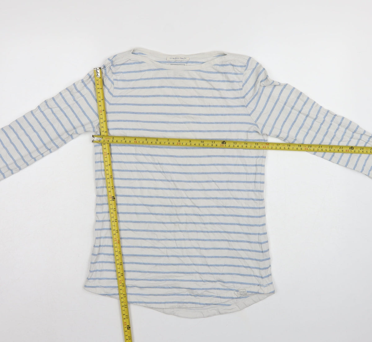 Fat Face Women White Blue UK 6 Classic Breton Stripe Long Sleeve T-Shirt