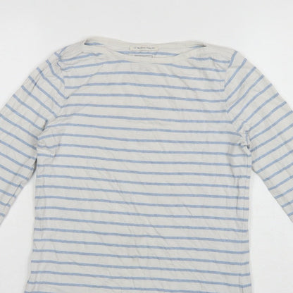 Fat Face Women White Blue UK 6 Classic Breton Stripe Long Sleeve T-Shirt