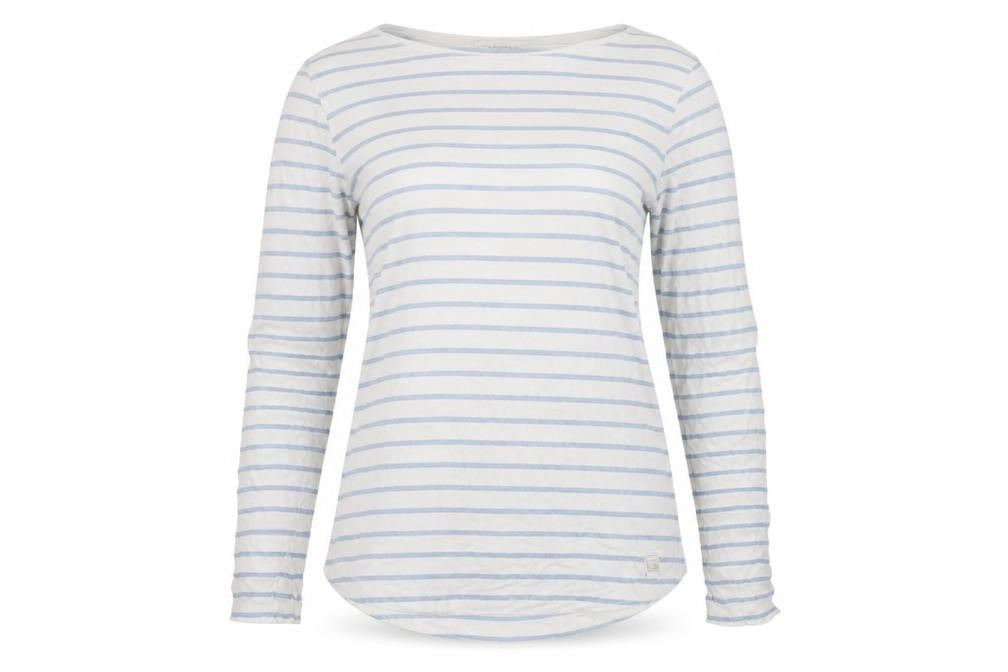 Fat Face Women White Blue UK 6 Classic Breton Stripe Long Sleeve T-Shirt