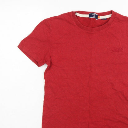 Superdry Men’s Red XS Crew Neck Logo Short Sleeve Cotton T-Shirt