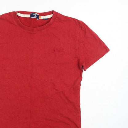 Superdry Men’s Red XS Crew Neck Logo Short Sleeve Cotton T-Shirt