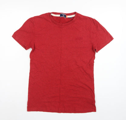 Superdry Men’s Red XS Crew Neck Logo Short Sleeve Cotton T-Shirt