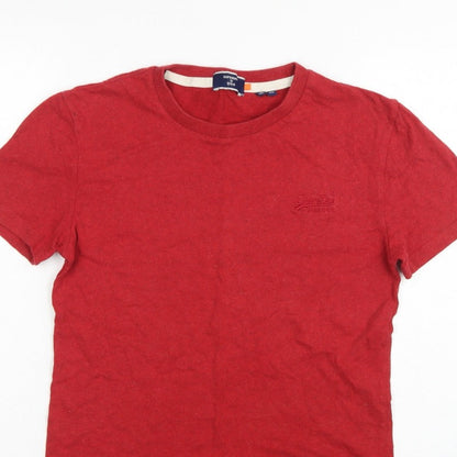 Superdry Men’s Red XS Crew Neck Logo Short Sleeve Cotton T-Shirt