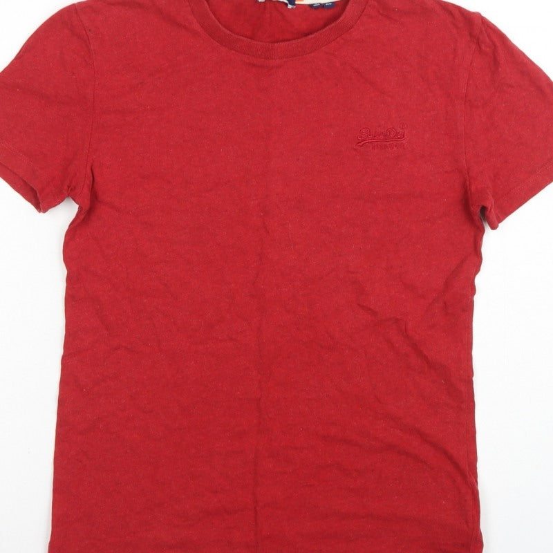 Superdry Men’s Red XS Crew Neck Logo Short Sleeve Cotton T-Shirt