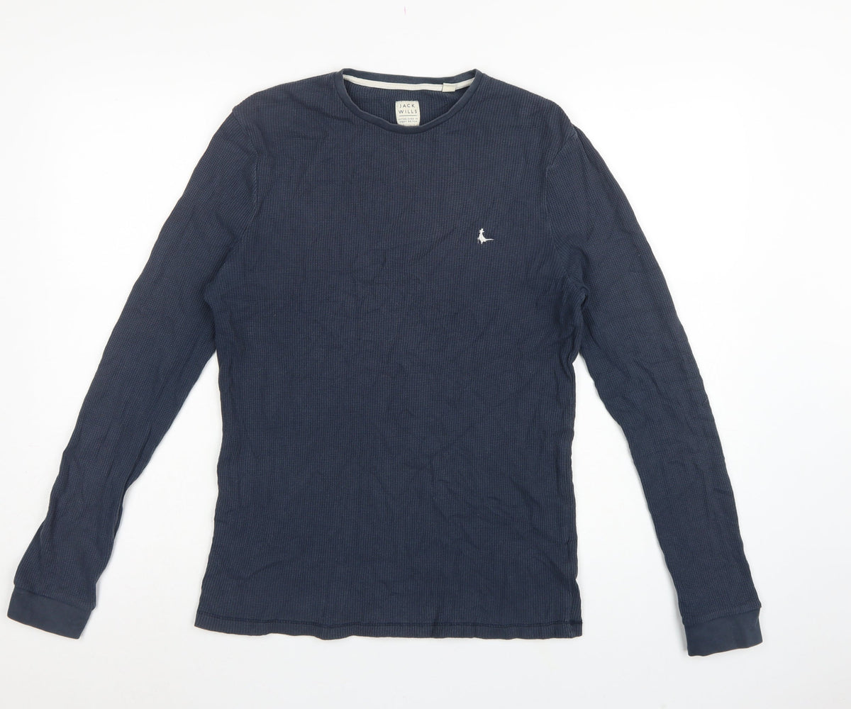Jack Wills Men's Blue XS Waffle Knit Long Sleeve Pyjama Top
