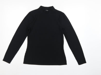 Mint Velvet Women Black S Ribbed Mock Neck Long Sleeve Jersey Top