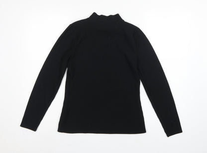 Mint Velvet Women Black S Ribbed Mock Neck Long Sleeve Jersey Top