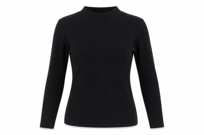 Mint Velvet Women Black S Ribbed Mock Neck Long Sleeve Jersey Top