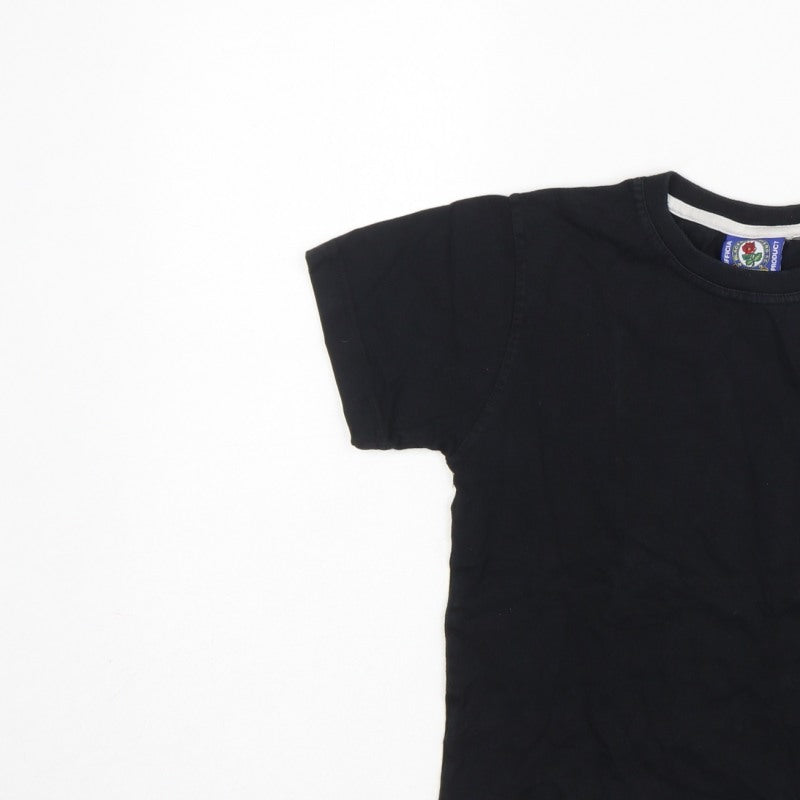 Blackburn Rovers Teens Black Size 12 Embroidered Crew Neck T-Shirt