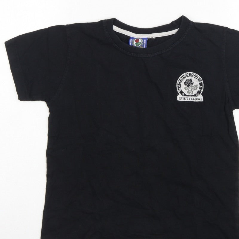 Blackburn Rovers Teens Black Size 12 Embroidered Crew Neck T-Shirt