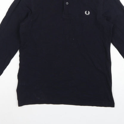 Fred Perry Teens Black L Long Sleeve Cotton Logo Polo Shirt