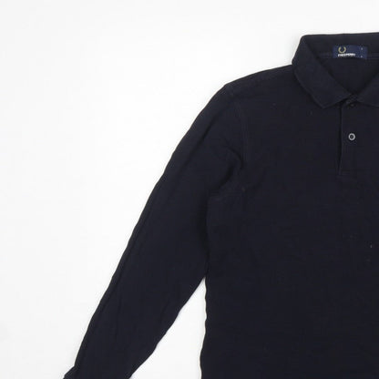 Fred Perry Teens Black L Long Sleeve Cotton Logo Polo Shirt
