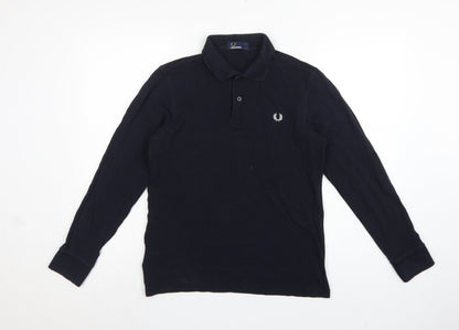 Fred Perry Teens Black L Long Sleeve Cotton Logo Polo Shirt