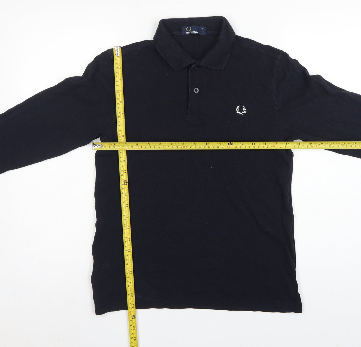 Fred Perry Teens Black L Long Sleeve Cotton Logo Polo Shirt