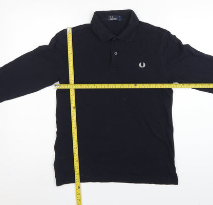 Fred Perry Teens Black L Long Sleeve Cotton Logo Polo Shirt